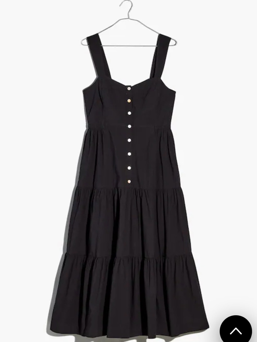 Madewell Black Button-Front Tiered Midi Dress - Picture 3 of 6